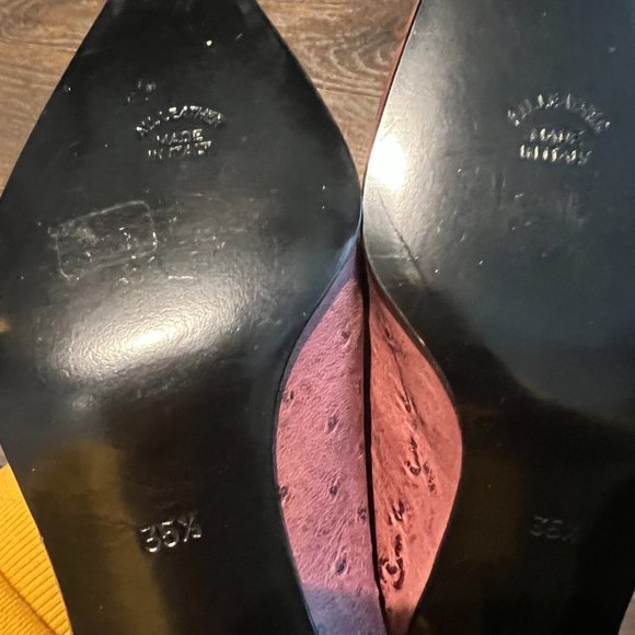 Ombeline Paris Ostrich leather shoes with kitten heel in size 35.5 - Picture 3 of 3